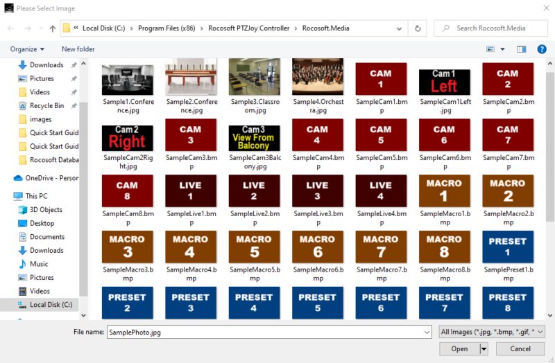 Sample Preset and Camera Labels