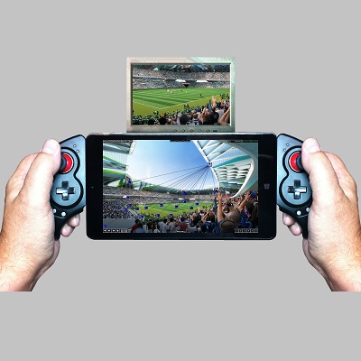Rocosoft PTZ Controller PTZPad On Tablet With Monitor and Bluetooth Joystick