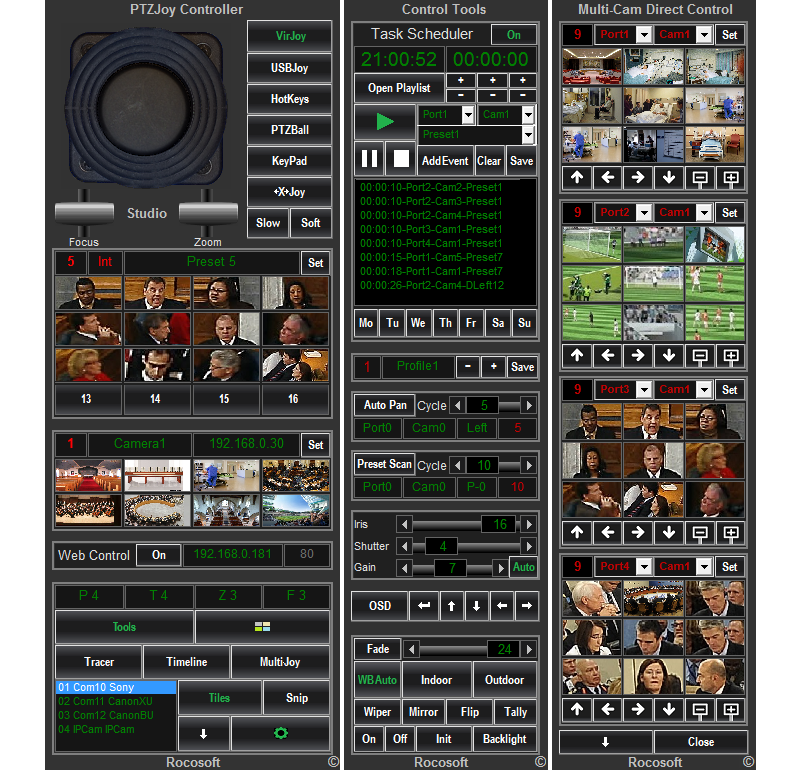 PTZ Camera USB Joystick Controller Software VISCA over IP CGI